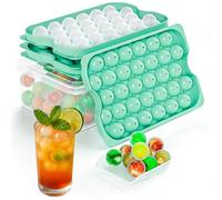 Ozwen Ball Ice Cube Tray with Lid & Container, Round Ice Cube Mould, Ice Ball Maker with Scoop, Stackable Sphere Ice Tray for Freezer, Mini Ice Balls for Iced Coffee, Juice, Cocktails and Cold Drinks