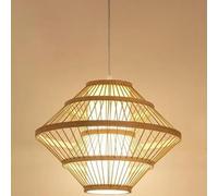 OZWJDY 16in Bamboo Woven Pendant Light Faux Sheepskin Shade Bohemian, Southeast Asian, Chinese Wabi-Sabi Style Ceiling Light Fixture Suitable For Bedrooms, Hotels, Stores, Entryways, Kitchens, Islands