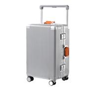 OZWYCY Suitcase Luggage Aluminum Frame 20-inch Boarding Case Universal Wheel Wide Trolley Suitcase 24-inch Password Box Luggage(Silver,24in)