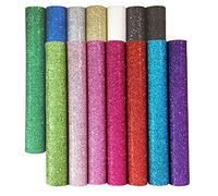 OZXCHIXU 14pcs Shiny Superfine Faux Lather Sheets, PU Glitter Leather Fabric Sheet for DIY Earrings Crafts Hair Bows Christmas Decoration and Jewelry Making, 7.8" x 11.8"