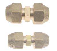 OZXNO 2 Pcs 1/4" and 3/8" Copper Pipe Extension Joint Connectors for Air Conditioning Brass Pipe Coupling Adapters with Flare Nuts Air Conditioning Pipe Coupling Adapters