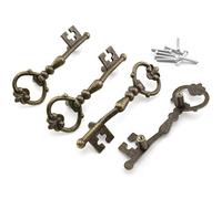OZXNO Antique Key Shape Pull Handles, 4-Pack 4.7inch / 119mm Vintage Bronze Zinc Alloy Decorative Door Pull Knob Handles for Cabinet Drawer Dresser Wardrobe