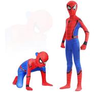 OZXVXZO Spideer Costume, Hero Fancy Dress for Kids 3D Print Bodysuit Jumpsuit Costume with Mask Party Fancy Dress Jumpsuit Classic Battle Suit Red Cosplay Masquerade Costumes for Kids (120CM)