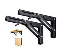 Ozzagar Folding Shelf Brackets 14 Inch, 2pcs Heavy Duty Shelves Bracket Stainless Steel Wall Foldable Shelf Bracket for Table Tops Folding Table Wall Table, Space-Saving, Load Capacity: 70kg / 154lb
