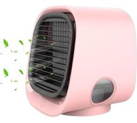 Ozzi Cool Fan, Mini Water Cooler, Ozzi Cool, 3 Wind Speeds, 300ml Water Tank Makes The Wind Cooler, Low Wind Shell Mute, For Bedroom, Office And Camping, Bright Lights(Pink)
