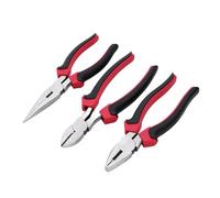 OZZO 3 Piece Pliers Set - Combination - Long Nose & Diagonal Cutters | Carbon steel pliers with hardened cutting edges, ergonomic soft grips and 180mm-185mm sizes for precision hand tool tasks.
