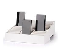Ozzptuu 36-Grid Wooden Cell Phone Holder Desktop Organizer Storage Box for Classroom Office (White 36-Grid)