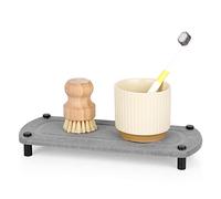 Ozzptuu Sink Caddy Instant Dry Kitchen Sink Organizer Sponge Holder for Kitchen Sink Diatomaceous Pedestal Stand Riser with Stainless Steel Feet Protection for Modern Home (Grey)