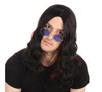 Ozzy Wig Adults Rocker Wig Brown Mens Fancy Dress Costume Accessory