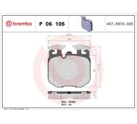 P06106 Front Brake Pad Set 4x Pads Prepared For Wear Indicator Braking By Brembo