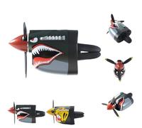 P-40 Fighter Car Air Vent Decoration, Creative Dynamic Propeller Action Freshener, Shark Nose Style Air Freshener Clip, Aircraft Dashboard Ornament for Auto Interior Decor Gift (Green)