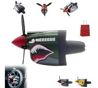 P-40 Fighter Car Air Vent Decoration, P-40 Warhawk Creative Propeller Car Decor, Shark Style P40 Warhawk Air Freshener, Long Lasting Odor Eliminator Easy Install Fits Most Air Vents (1PCS-A)