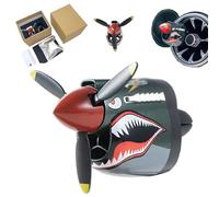 P-40 Fighter Car Air Vent Decoration with Spinning Propeller, Creative Dynamic Shark Dashboard Ornament with Fragrance Balm, Shark Nose Style Air Freshener Clip for Auto Interior Decor (green)
