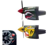 P-40 Fighter Plane Car Air Vent Decoration with Spinning Propeller, Shark Nose Style Aircraft Air Freshener Clip, Vintage Aviation Dashboard Ornament for Auto Interior Gift (2 Pcs)