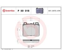 P50018 Front Brake Pad Set 4x Pads Prepared For Wear Indicator Braking By Brembo