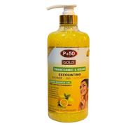P+50 Gold Lemon Skin Brightening & Exfoliating Shower Gel 1000ml - Kojic Acid & Tranexamic Acid Body Wash - Deep Cleansing, Smoother & Radiant Looking Skin