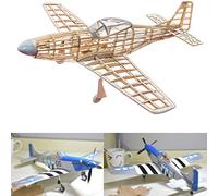 P-51 D Mustang Slow Flyer model aeroplane kit, scale 1:30, 400 mm wingspan, RC model aeroplane kit, wooden aeroplane to build yourself, laser-cut balsa wood components, 400 x 360 x 122 mm, 40 g RTF