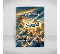 P-51 Mustang Fighter Plane Birthday Card for Great-Grandad - WW2 American Aircraft Card for Boys & Men - World War 2 Military Airplane Aeroplane Theme: Great-Grandad Birthday Card (Size A5)