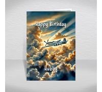 P-51 Mustang Fighter Plane Birthday Card for Hubby - WW2 American Aircraft Card for Boys & Men - World War 2 Military Airplane Aeroplane Theme: Hubby Birthday Card (Size A5)