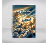 P-51 Mustang Fighter Plane Birthday Card for Uncle - WW2 American Aircraft Card for Boys & Men - World War 2 Military Airplane Aeroplane Theme: Uncle Birthday Card (Size A5)