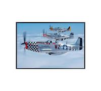 P-51 Mustang Poster - Vintage Military Wall Art - WWII Airplane Artwork - World War 2 Warbird Wall Decor - Gifts for Pilots and Aviation Lovers