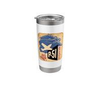 P-51 Mustang WW2 Fighter Aircraft Pilot Graphic Stainless Steel Insulated Tumbler