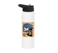 P-51 Mustang WW2 Fighter Aircraft Pilot Graphic Stainless Steel Insulated Water Bottle