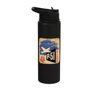 P-51 Mustang WW2 Fighter Aircraft Pilot Graphic Stainless Steel Insulated Water Bottle