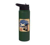 P-51 Mustang WW2 Fighter Aircraft Pilot Graphic Stainless Steel Insulated Water Bottle
