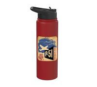 P-51 Mustang WW2 Fighter Aircraft Pilot Graphic Stainless Steel Insulated Water Bottle