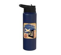 P-51 Mustang WW2 Fighter Aircraft Pilot Graphic Stainless Steel Insulated Water Bottle