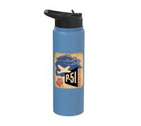 P-51 Mustang WW2 Fighter Aircraft Pilot Graphic Stainless Steel Insulated Water Bottle