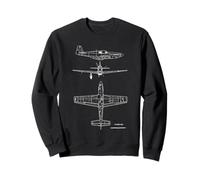 P-51B Mustang Fighter Aircraft Aviation Blueprint Sweatshirt