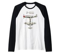 P-51D Mustang North American P51 Fighter Aviation WW2 Plane Raglan Baseball Tee