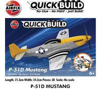 Airfix Plastic Model Kit P-51D Mustang J6016 - Quickbuild Snap-Fit - 38 pcs