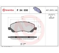 Brake pads P 54 030X BREMBO for MITSUBISHI DODGE CHRYSLER JEEP PEUGEOT CITROËN