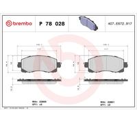 Brake Pads Set Front P78028 Brembo 26296AN00A 26296AN020 26296FL000 26296FL030