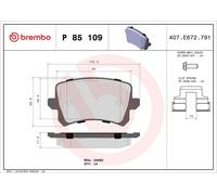 Brembo Brake Pad Set P 85 109X - Rear - Fits VW Tiguan Sharan Passat