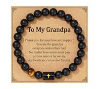 P.BLAKE Fathers Day Gift for Dad New Dad Stepdad Husband Grandpa, Natural Stone Beads Bracelet Birthday Christmas Jewelry Gifts for Men, One Size, Stone, no gemstone
