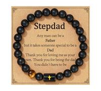 P.BLAKE Fathers Day Gift for Dad New Dad Stepdad Husband Grandpa, Natural Stone Beads Bracelet Birthday Christmas Jewelry Gifts for Men, One Size, Stone, no gemstone