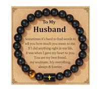 P.BLAKE Fathers Day Gift for Dad New Dad Stepdad Husband Grandpa, Natural Stone Beads Bracelet Birthday Christmas Jewelry Gifts for Men, One Size, Stone, no gemstone