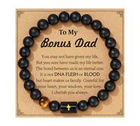 P.BLAKE Fathers Day Gift for Dad New Dad Stepdad Husband Grandpa, Natural Stone Beads Bracelet Birthday Christmas Jewelry Gifts for Men, One Size, Stone, no gemstone