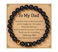 P.BLAKE Fathers Day Gift for Dad New Dad Stepdad Husband Grandpa, Natural Stone Beads Bracelet Birthday Christmas Jewelry Gifts for Men, one size, Stone, no gemstone