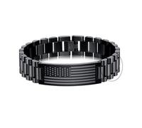 P. BLAKE Stocking Stuffers Christmas Gift- American Flag Bible Verse Bracelet for Men, Stainless Steel Engraved Scripture Bracelet Religious Birthday Jewelry Gifts for Men Boys Him, Extra Link, no