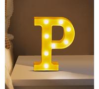 (P) Christmas Ornament Novelty Decorations LED Letter Lights Sign Light Up For Home Party Decoration Light Up Letters Alphabet Letter Sign Battery Powered