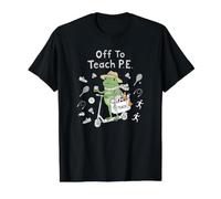 P.E. Teacher Frog Scooter Physical Education Coach Value Graphic T-Shirt, Men, Black, L