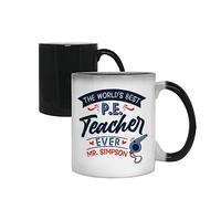 P.E. Teacher Gift, Personalised The Worlds Best P.E. Teacher Gift, Coffee Mug,Tea Mug, 11oz Ceramic Colour Changing, Magic Cup/Mug.