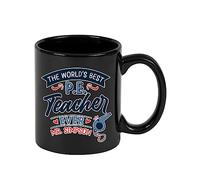 P.E. Teacher Gift, Personalised The Worlds Best P.E. Teacher Gift, Coffee Mug,Tea Mug, 11oz Ceramic Full Coloured Frosted Mug. (Black)