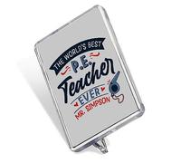 P.E. Teacher Gift, Personalised The Worlds Best P.E. Teacher Gift, Fridge Magnet.