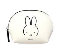 p+g design NUU-Oval Dick Bruna Pouch, Miffy White, Small Cosmetic and Travel Organizer, Water-Resistant Silicone Makeup Bag, Cute Minimalist Zipper Case for Accessories